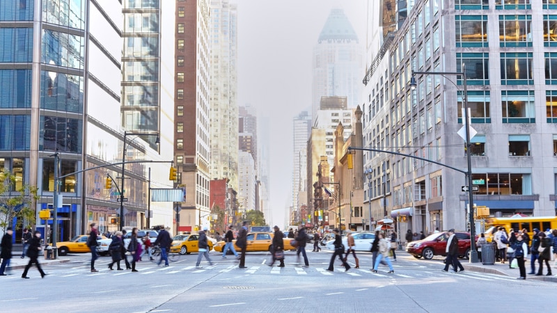 People crossing street in the city